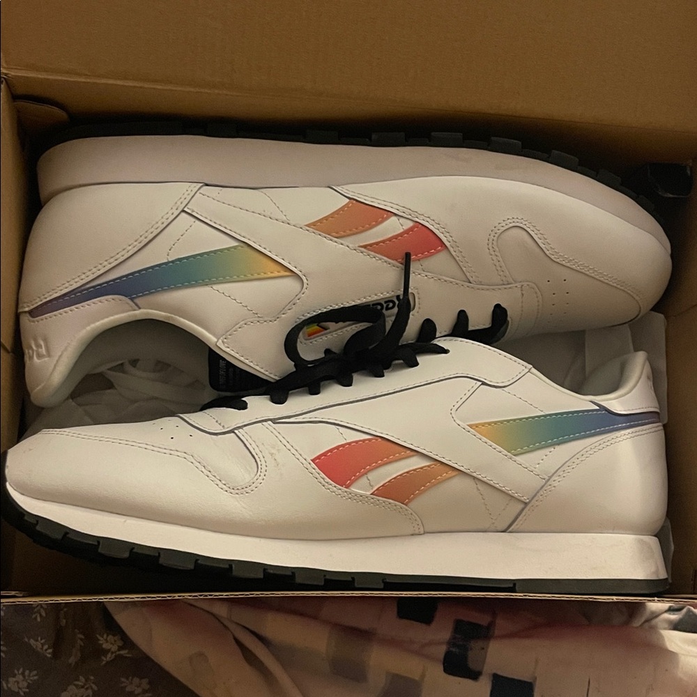 Reebok White Sneakers with Multicolor Accents